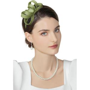 imageBABEYOND Fascinator Headband for Women  Tea Party Kentucky Bow Headband Derby Bridal Wedding Daily Headpiece with Hair ClipSage Green