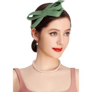 imageBABEYOND Fascinator Headband for Women  Tea Party Kentucky Bow Headband Derby Cocktail Wedding Ribbon Hair Clip for DailySage Green
