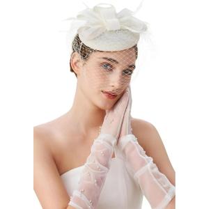 imageBABEYOND Fascinators Hat Veil Feather Hair Clip Tea Party Kentucky Pillbox Derby Bridal for WeddingIvory