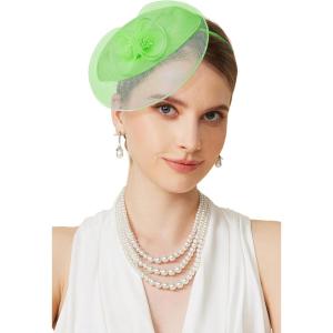 imageBABEYOND Fascinators Hats for Women  Tea Party Hat Kentucky Fascinator Derby Flower Mesh Pillbox Hat for Bridal WeddingGreen