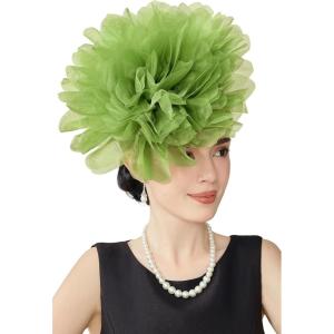 imageBABEYOND Fascinators Hats for Women  Tea Party Kentucky Fascinator Derby Hat Mesh Flower Fluffy Headband with Hair ClipGreen