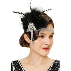 imageBABEYOND Flapper Headpiece for Women  Flapper Feather Headband 1920s Gatsby Headpiece Vintage Accessories for Women