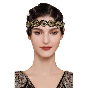 imageBABEYOND Flapper Headpiece for Women  Roaring 20s Headband 1920s Gatsby Headpiece Vintage Accessories for WomenBlack Gold