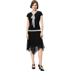 imageBABEYOND Gatsby Dress for Women  Chiffon Flapper Dress LowWaist 1920s Roaring 20s Great Gatsby PartyBlack