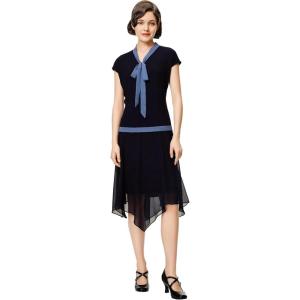 imageBABEYOND Gatsby Dress for Women  Chiffon Flapper Dress LowWaist 1920s Roaring 20s Great Gatsby PartyNavy Blue