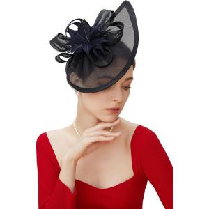 imageBABEYOND Tea Party Fascinator Hat for Women Kentucky Headwear Derby Pillbox Church Hat for Cocktail WeddingAblack
