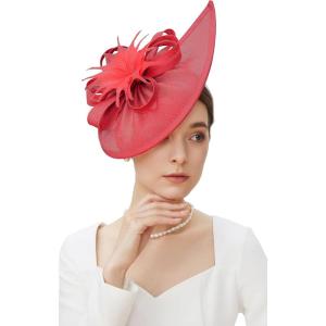 imageBABEYOND Tea Party Fascinator Hat for Women Kentucky Headwear Derby Pillbox Church Hat for Cocktail WeddingAred
