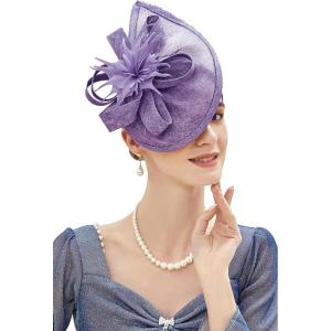 imageBABEYOND Tea Party Fascinator Hat for Women Kentucky Headwear Derby Pillbox Church Hat for Cocktail WeddingDark Purple