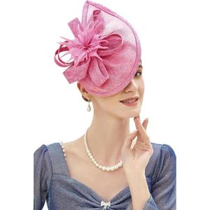 imageBABEYOND Tea Party Fascinator Hat for Women Kentucky Headwear Derby Pillbox Church Hat for Cocktail WeddingHot Pink