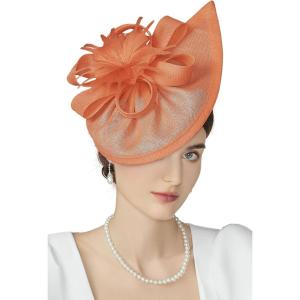 imageBABEYOND Tea Party Fascinator Hat for Women Kentucky Headwear Derby Pillbox Church Hat for Cocktail WeddingOrange