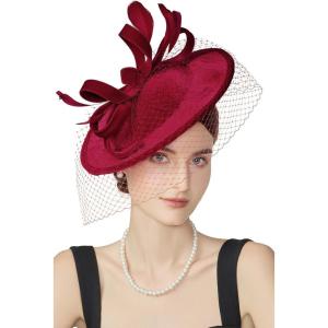 imageBABEYOND Tea Party Fascinator Kentucky Hat Fascinator Cocktail Pillbox Hat Derby HeadbandRed