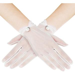 imageBABEYOND Wedding Lace Gloves  Ladies Mesh Tulle Short Tea Party ampamp Banquet Gloves for Summer DancingWhite