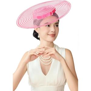 imageBABEYOND Wide Brim Tea Party Fascinator Kentucky Hat Derby Fascinator Wedding Hat for CocktailPink