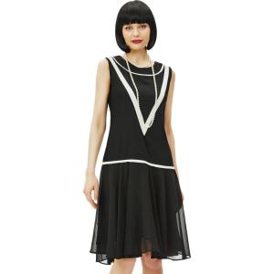 imageBABEYOND Womens 1920s Inspired Dress  Flapper Dress LowWaist Dress Sleeveless Party Chiffon Dress for WomenBlack