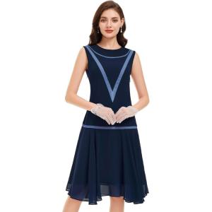 imageBABEYOND Womens 1920s Inspired Dress  Flapper Dress LowWaist Dress Sleeveless Party Chiffon Dress for WomenNavy
