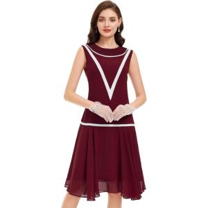 imageBABEYOND Womens 1920s Inspired Dress  Flapper Dress LowWaist Dress Sleeveless Party Chiffon Dress for WomenWine Red