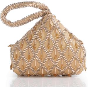 imageBABEYOND Womens Clutch Evening Bags Sparkly Beads Pendant Triangle Purse for 1920s Party Prom WeddingGold7