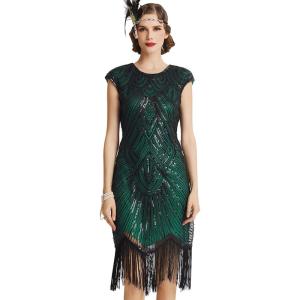 imageBABEYOND Womens Flapper Dresses 1920s Beaded Fringed Great Gatsby DressGreen