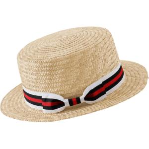imageBABYOND Mens Brim Boater Hat Gatsby Straw Panama Hat Fedora Summer Beach Sun Hat 20s Costume AccessoriesBlack Red White