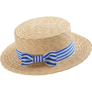 imageBABYOND Mens Brim Boater Hat Gatsby Straw Panama Hat Fedora Summer Beach Sun Hat 20s Costume AccessoriesWhite Blue