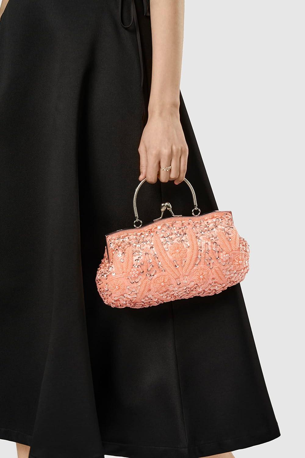imageBABEYOND Evening Clutch Purses for Women  1920s Accessories for Women Gatsby Evening Bag Vintage Beaded Sequin Pearl PursePink