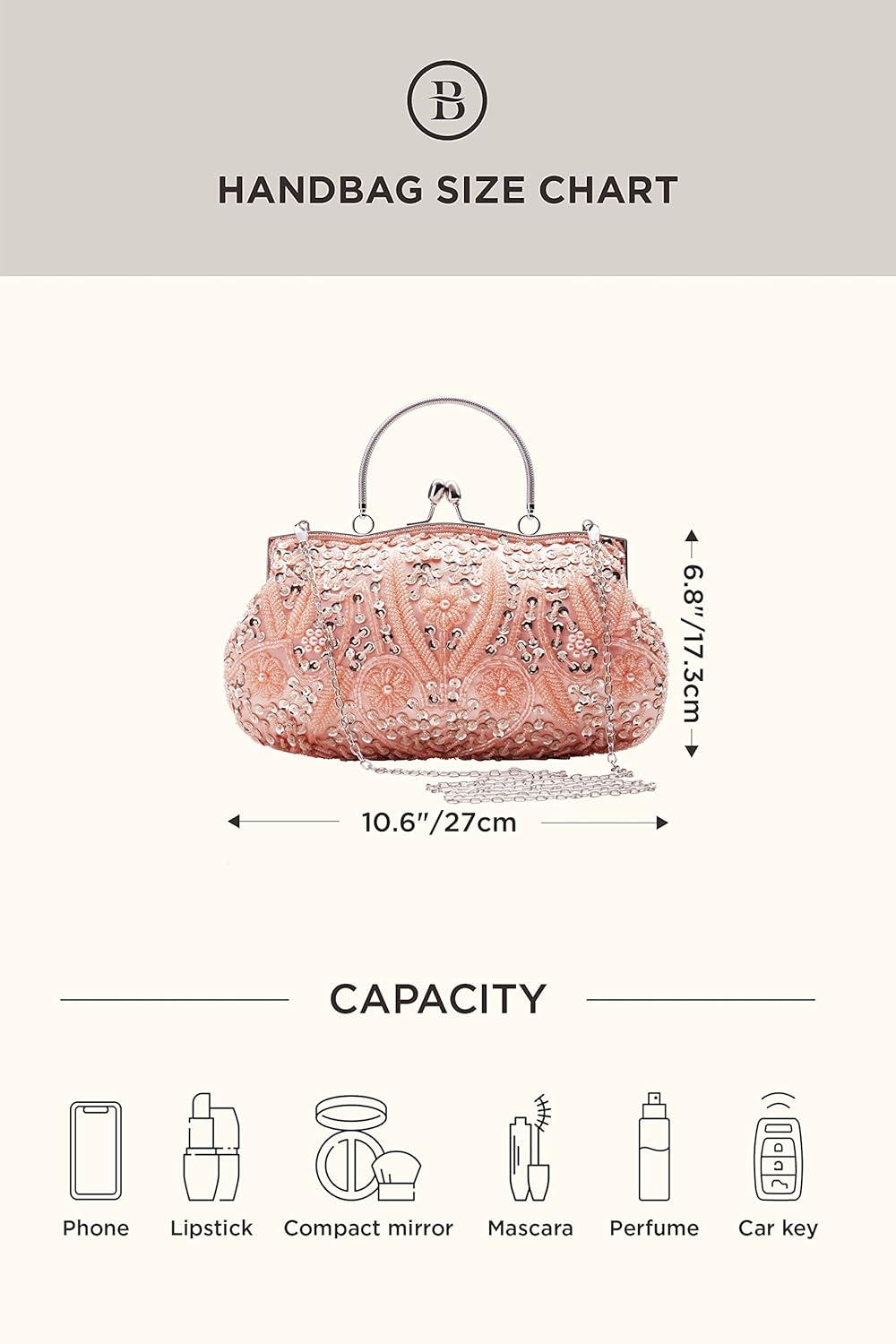 imageBABEYOND Evening Clutch Purses for Women  1920s Accessories for Women Gatsby Evening Bag Vintage Beaded Sequin Pearl PursePink