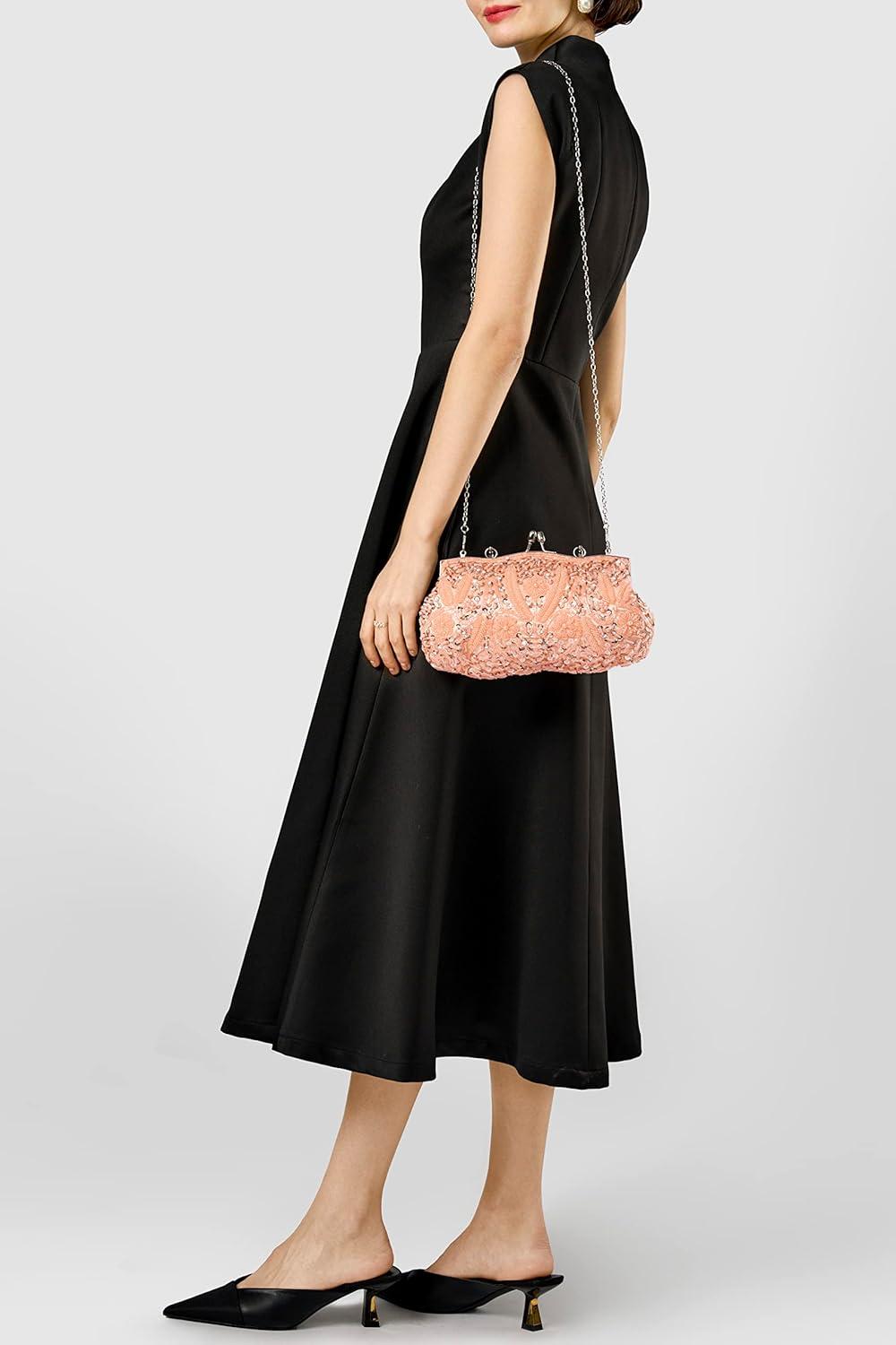 imageBABEYOND Evening Clutch Purses for Women  1920s Accessories for Women Gatsby Evening Bag Vintage Beaded Sequin Pearl PursePink