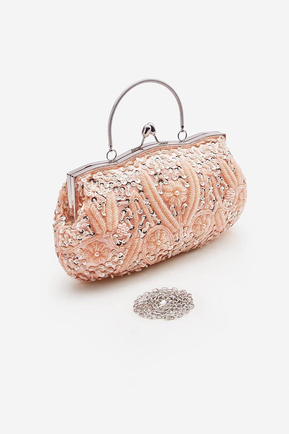 imageBABEYOND Evening Clutch Purses for Women  1920s Accessories for Women Gatsby Evening Bag Vintage Beaded Sequin Pearl PursePink