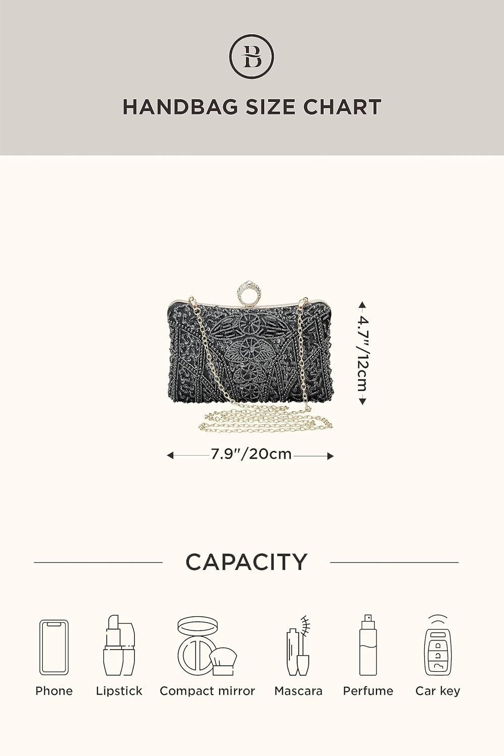 imageBABEYOND Evening Clutch Purses for Women  Vintage Evening Bag Accessories for Women Gatsby 1920s Beaded Sequin ClutchXblack