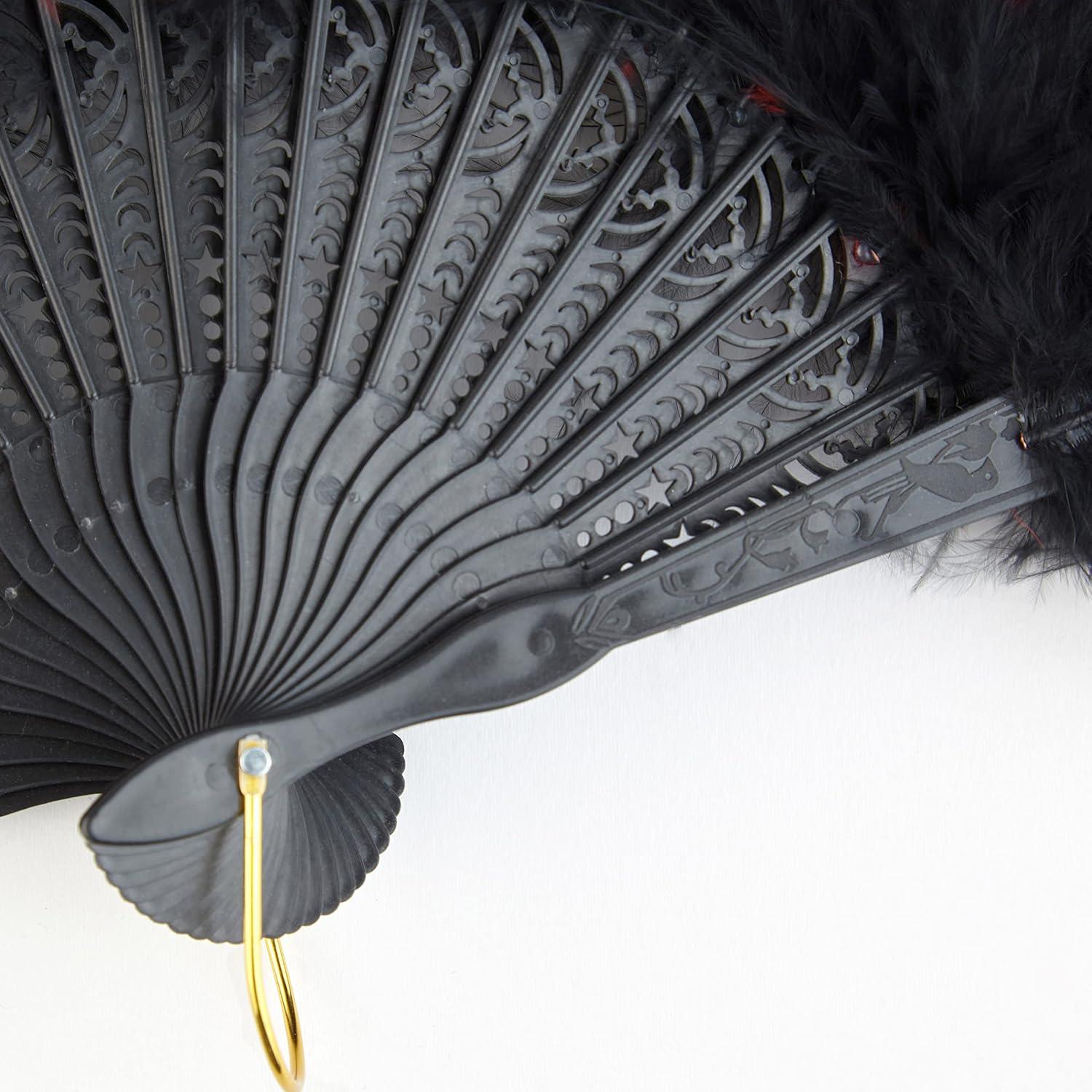 imageBABEYOND Marabou Feather Fan 20s Vintage Folding Fan Flapper Hand Fan for Costume Dancing Show Tea Party Wedding Decoration PinkPink RibBlackRedBlack Rib