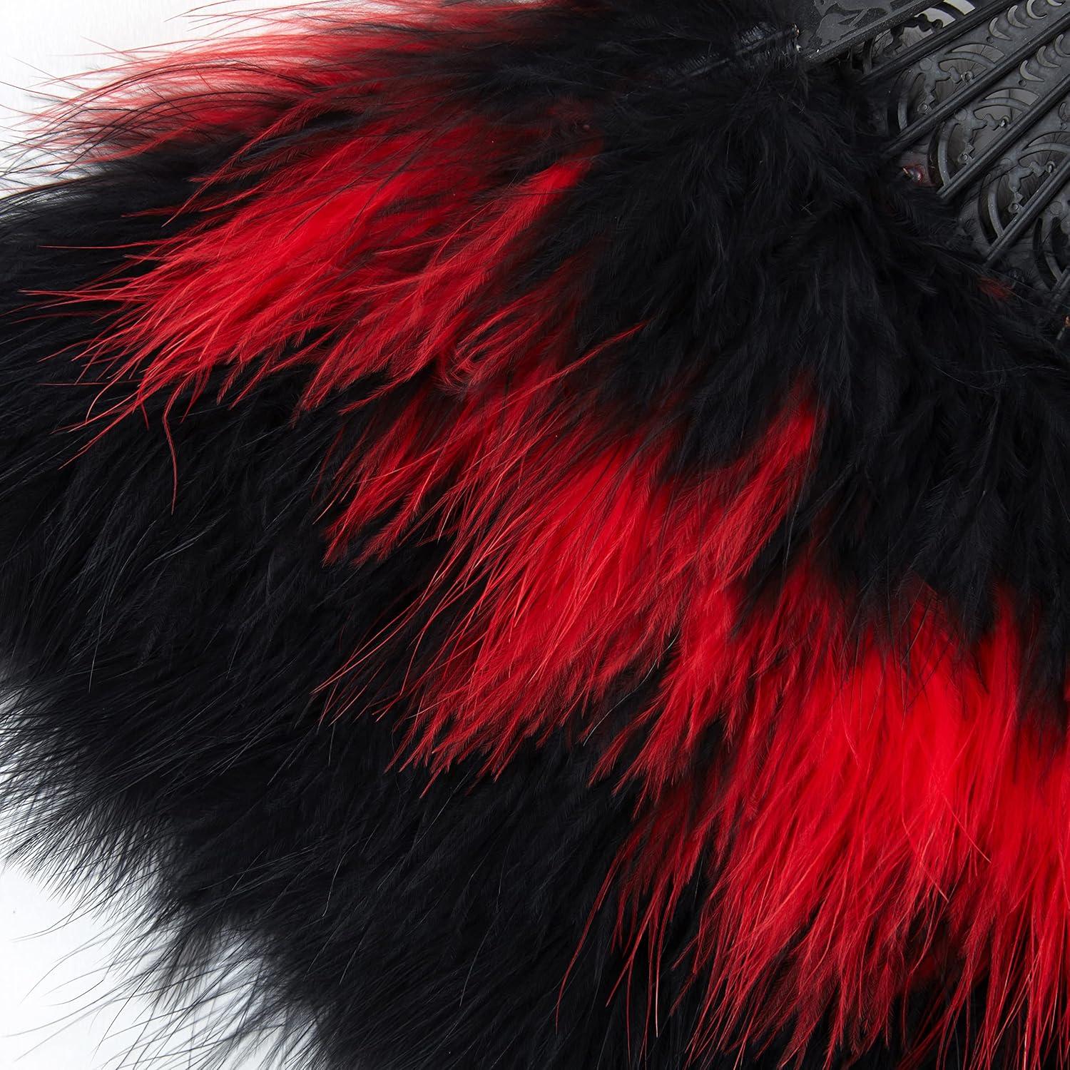imageBABEYOND Marabou Feather Fan 20s Vintage Folding Fan Flapper Hand Fan for Costume Dancing Show Tea Party Wedding Decoration PinkPink RibBlackRedBlack Rib