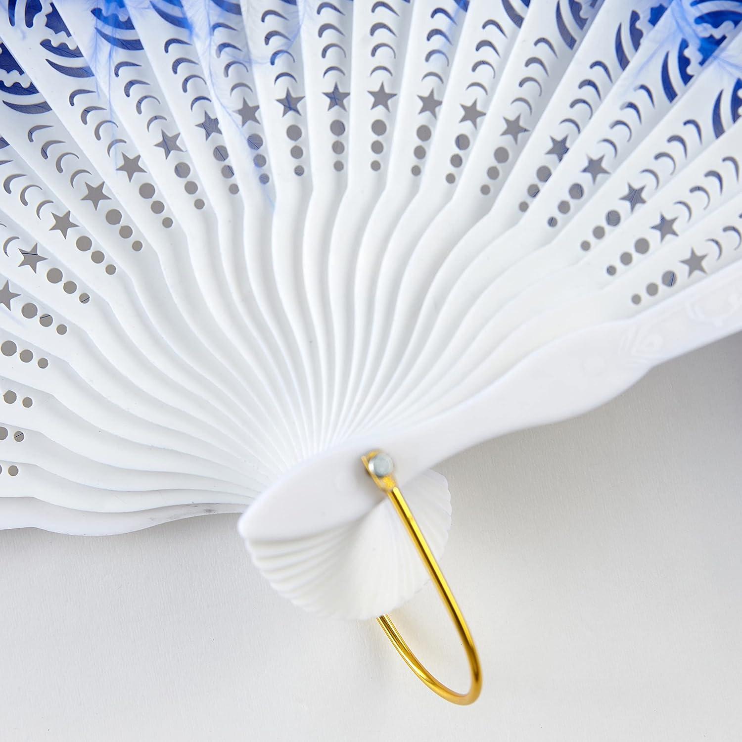 imageBABEYOND Marabou Feather Fan 20s Vintage Folding Fan Flapper Hand Fan for Costume Dancing Show Tea Party Wedding Decoration PinkPink RibBlue