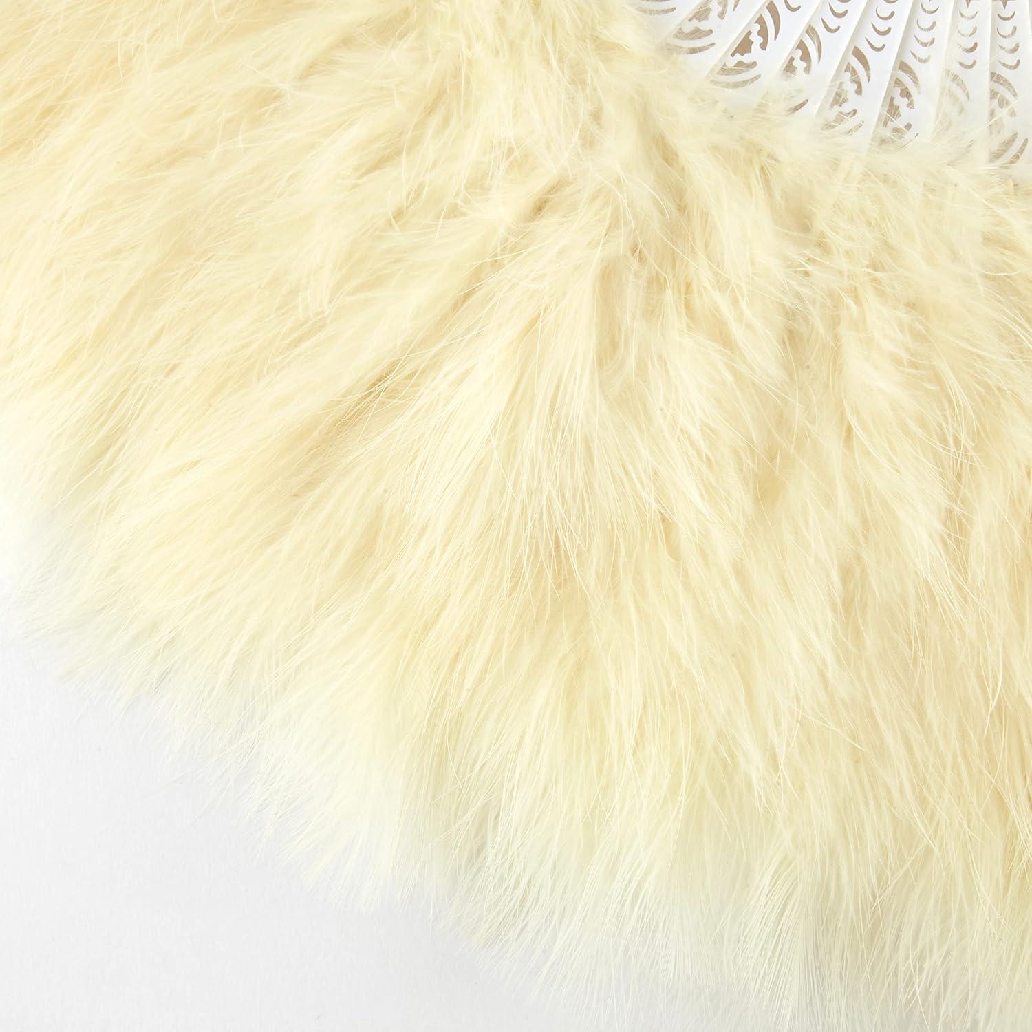 imageBABEYOND Marabou Feather Fan 20s Vintage Folding Fan Flapper Hand Fan for Costume Dancing Show Tea Party Wedding Decoration PinkPink RibChampagne