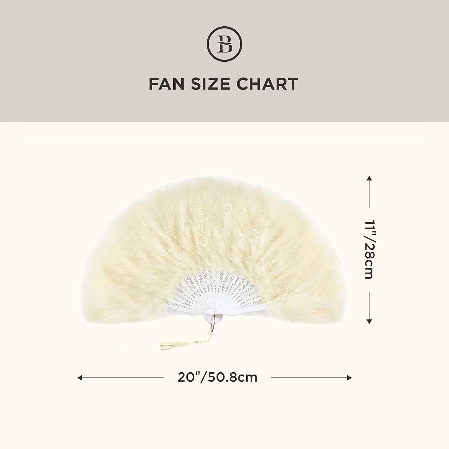 imageBABEYOND Marabou Feather Fan 20s Vintage Folding Fan Flapper Hand Fan for Costume Dancing Show Tea Party Wedding Decoration PinkPink RibChampagne