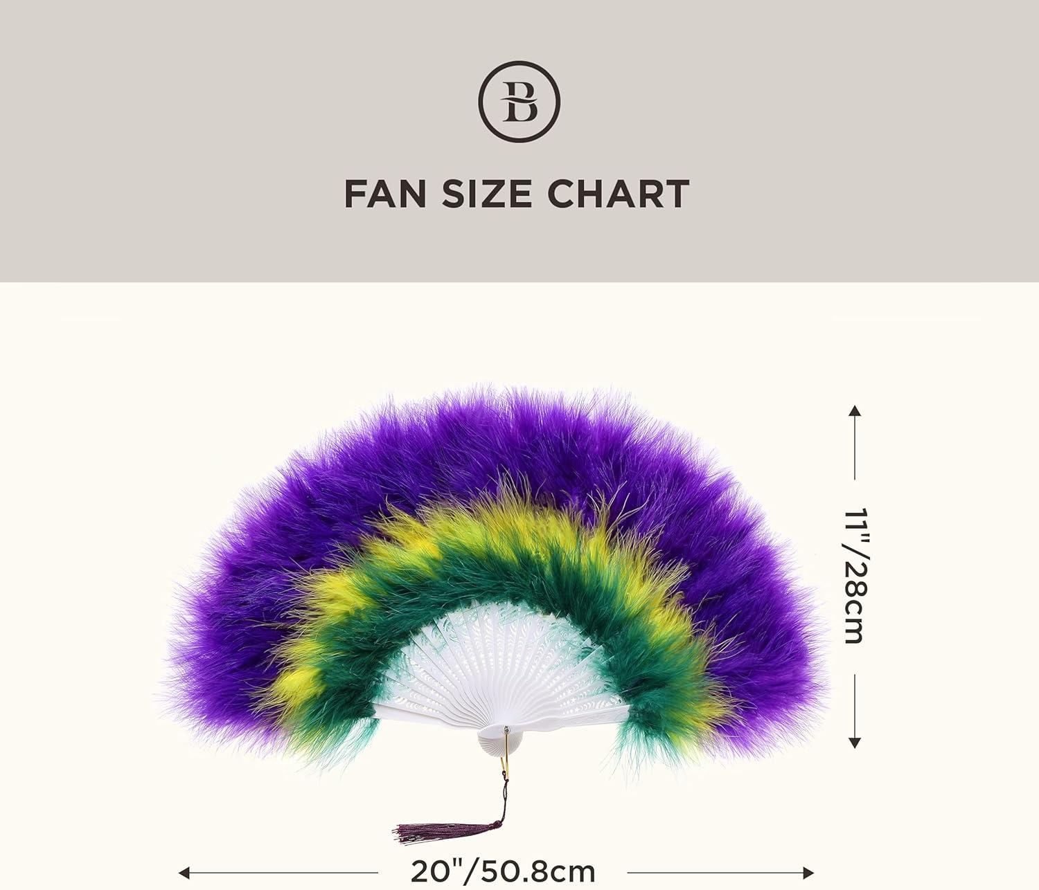 imageBABEYOND Marabou Feather Fan 20s Vintage Folding Fan Flapper Hand Fan for Costume Dancing Show Tea Party Wedding Decoration PinkPink RibDark Purple