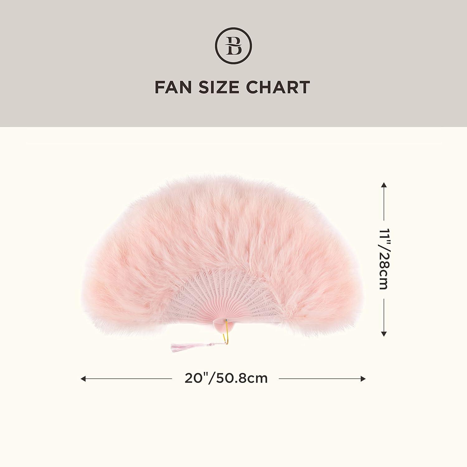 imageBABEYOND Marabou Feather Fan 20s Vintage Folding Fan Flapper Hand Fan for Costume Dancing Show Tea Party Wedding Decoration PinkPink RibPinkpink Rib