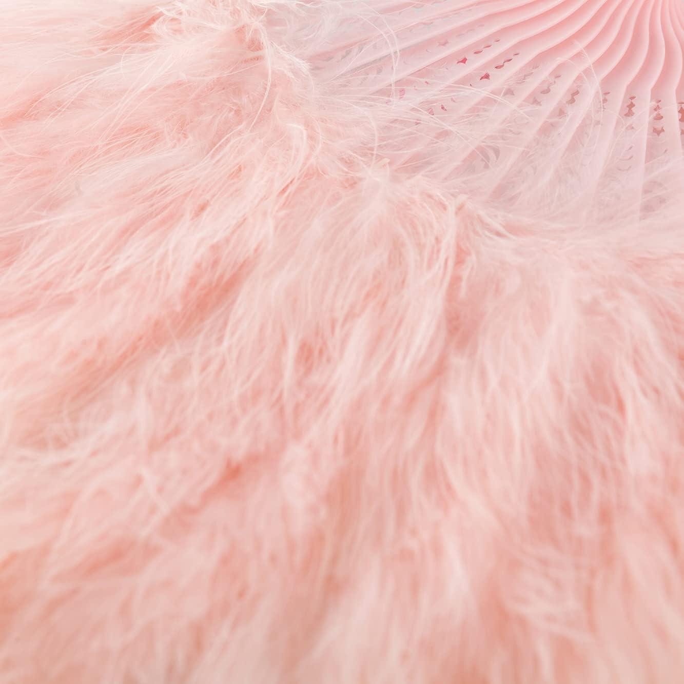 imageBABEYOND Marabou Feather Fan 20s Vintage Folding Fan Flapper Hand Fan for Costume Dancing Show Tea Party Wedding Decoration PinkPink RibPinkpink Rib