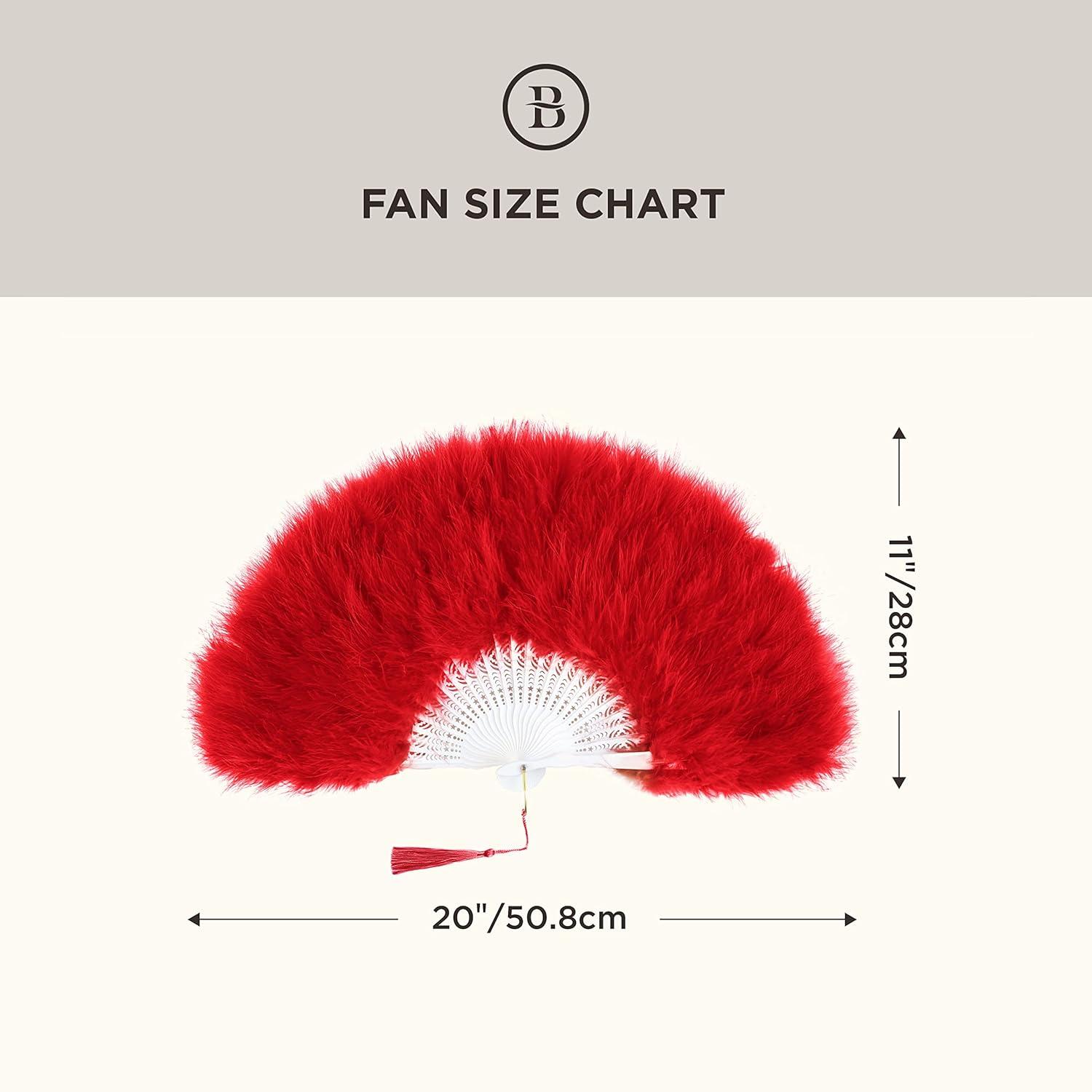 imageBABEYOND Marabou Feather Fan 20s Vintage Folding Fan Flapper Hand Fan for Costume Dancing Show Tea Party Wedding Decoration PinkPink RibRed