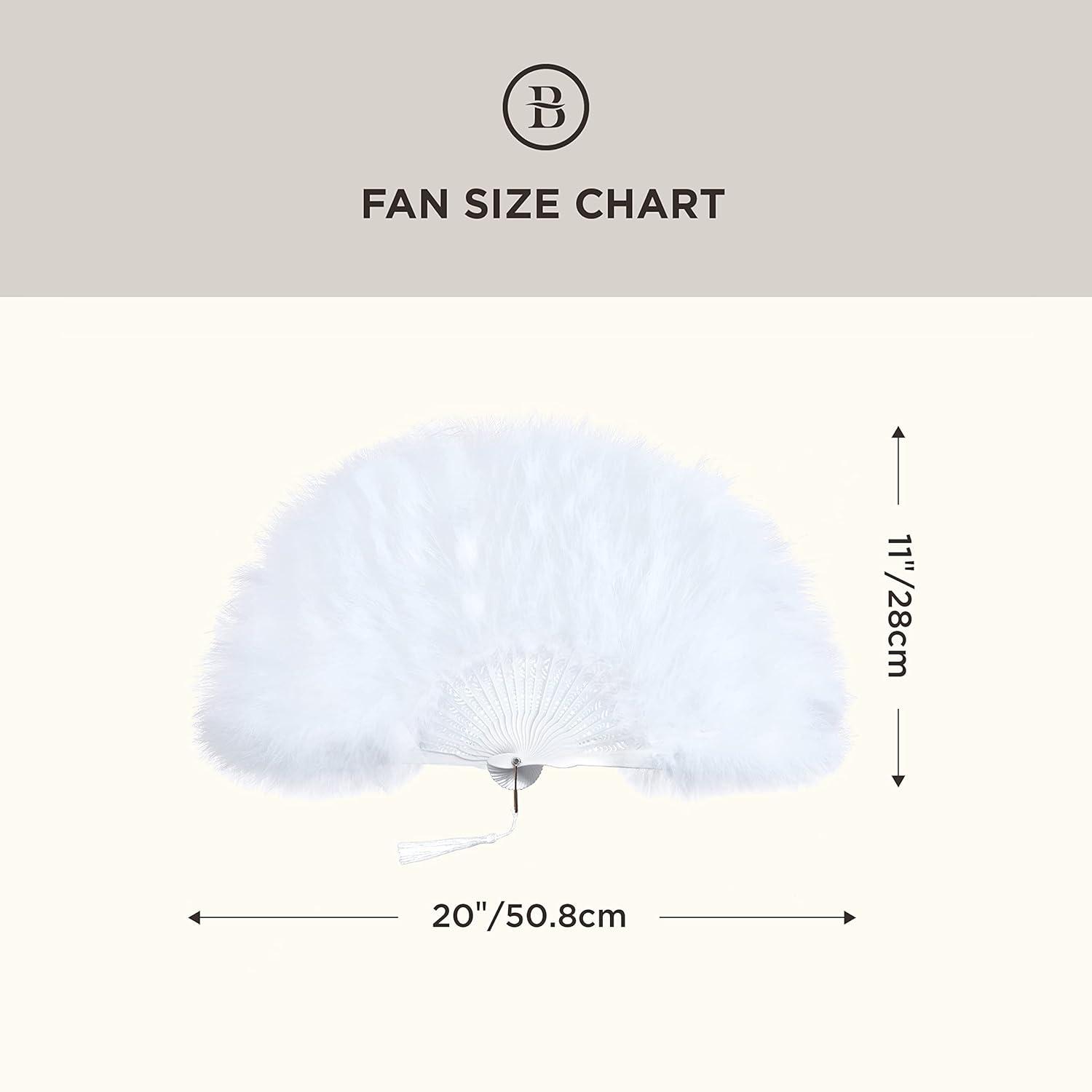 imageBABEYOND Marabou Feather Fan 20s Vintage Folding Fan Flapper Hand Fan for Costume Dancing Show Tea Party Wedding Decoration PinkPink RibWhite