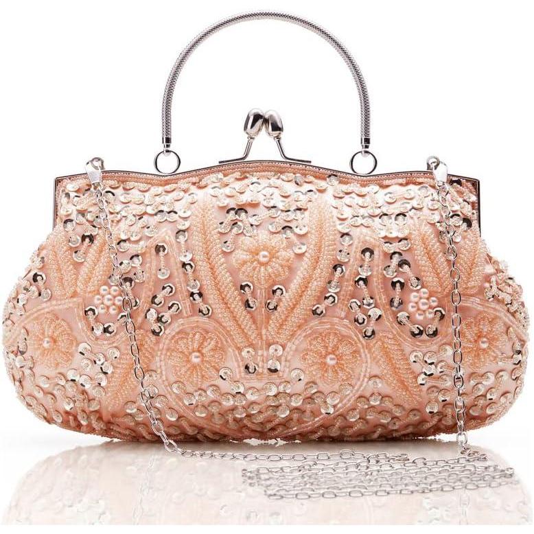imageBABEYOND Evening Clutch Purses for Women  1920s Accessories for Women Gatsby Evening Bag Vintage Beaded Sequin Pearl PursePink