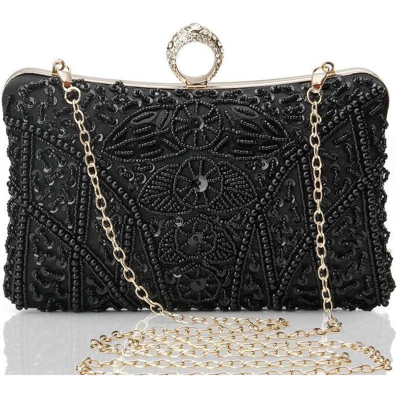 imageBABEYOND Evening Clutch Purses for Women  Vintage Evening Bag Accessories for Women Gatsby 1920s Beaded Sequin ClutchXblack