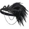 imageBABEYOND 1920s Accessories for Women  Flapper Feather Headband Headpiece for Women 20s Pearl Bracelet Necklace GlovesBlack