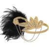 imageBABEYOND 1920s Accessories for Women  Flapper Feather Headband Headpiece for Women 20s Pearl Bracelet Necklace GlovesBlack Gold