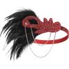imageBABEYOND 1920s Accessories for Women  Flapper Feather Headband Headpiece for Women 20s Pearl Bracelet Necklace GlovesRed