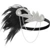 imageBABEYOND 1920s Accessories for Women  Flapper Feather Headband Headpiece for Women 20s Pearl Bracelet Necklace GlovesSilver
