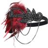 imageBABEYOND 1920s Accessories for Women  Flapper Feather Headband Headpiece for Women 20s Pearl Bracelet Necklace GlovesWine Red