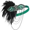 imageBABEYOND 1920s Flapper Accessories Gatsby Costume Accessories Set 20s Flapper Feather Headband Pearl Necklace GlovesGreen