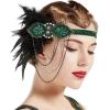 imageBABEYOND 1920s Flapper Accessories Gatsby Costume Accessories Set 20s Flapper Feather Headband Pearl Necklace GlovesGreen