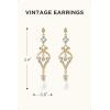 imageBABEYOND 1920s Flapper Art Deco Gatsby Earrings 20s Flapper Gatsby Accessories Vintage Wedding Dangle Pearl EarringsGolden