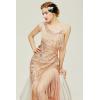 imageBABEYOND 1920s Flapper Dress  Sequined Peacock Pattern Long Fringed Art Deco Gatsby Dress for WomenRose Gold